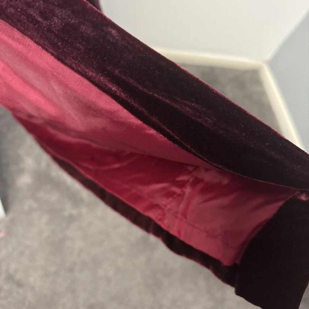 Vtg 90s Y2k Velvet Burnout Satin Skirt Set Midi Red Grunge Whimsigoth Goth Sz 10 - Picture 7 of 16